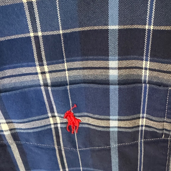 Polo by Ralph Lauren Men's Navy and White Plaid Shirt big & Tall - Picture 3 of 4